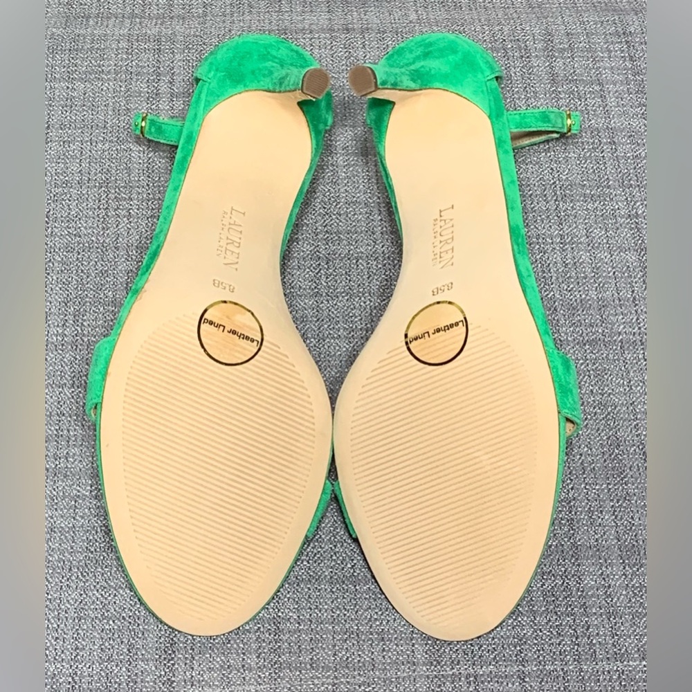 Lauren Ralph Lauren Women's Allie Ankle-Strap Suede Dress Sandal Green Topaz - Picture 6 of 7